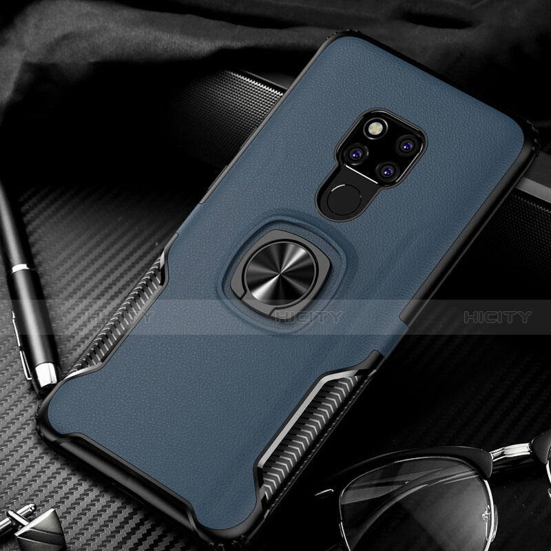 Coque Silicone Gel Motif Cuir Housse Etui avec Support Bague Anneau Aimante Magnetique T01 pour Huawei Mate 20 Plus