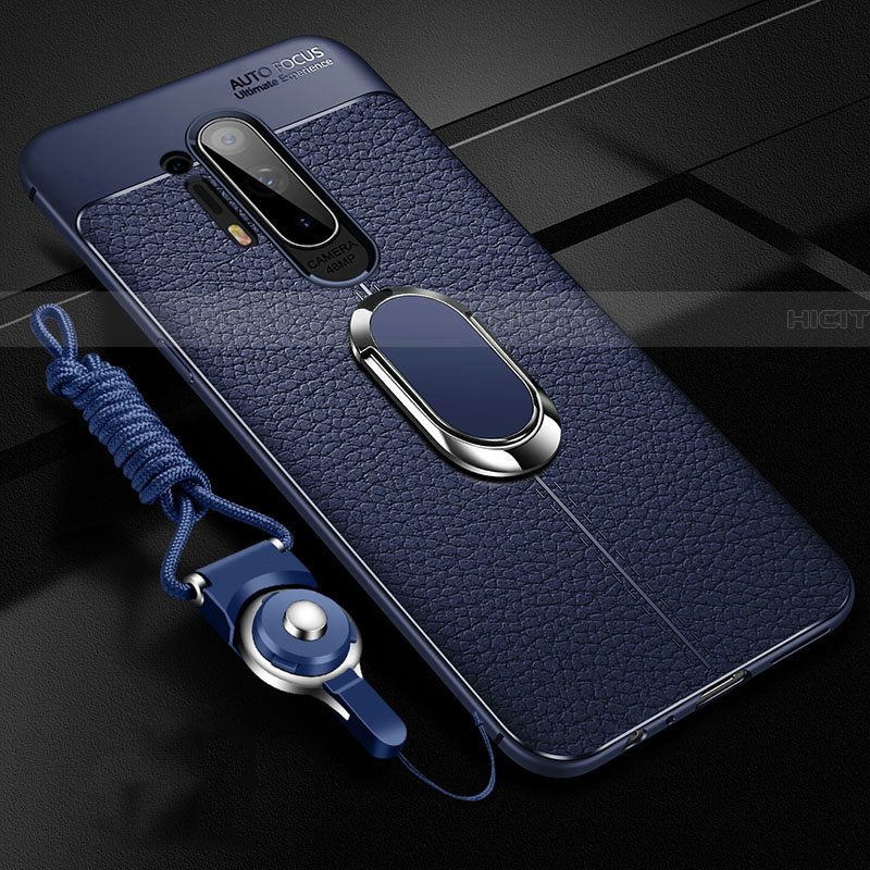 Coque Silicone Gel Motif Cuir Housse Etui avec Support Bague Anneau Aimante Magnetique T01 pour OnePlus 8 Pro Plus