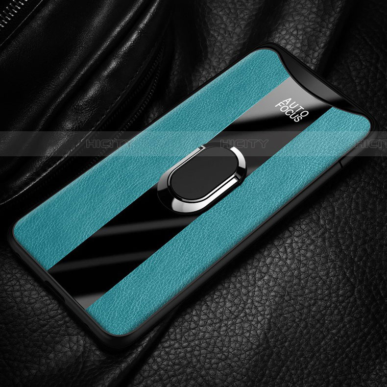 Coque Silicone Gel Motif Cuir Housse Etui avec Support Bague Anneau Aimante Magnetique T01 pour Oppo Find X Super Flash Edition Plus