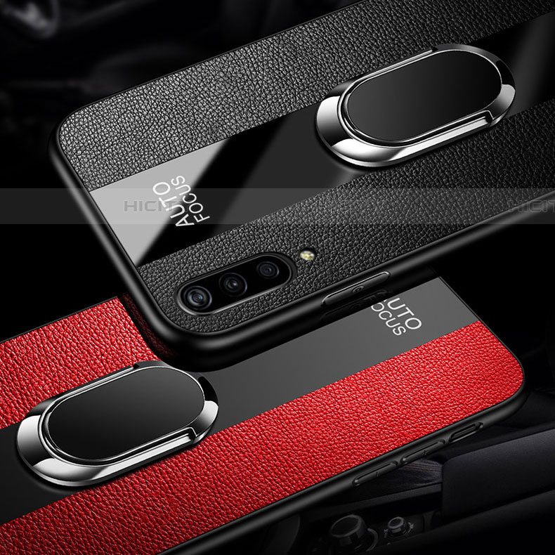 Coque Silicone Gel Motif Cuir Housse Etui avec Support Bague Anneau Aimante Magnetique T01 pour Samsung Galaxy A90 5G Plus