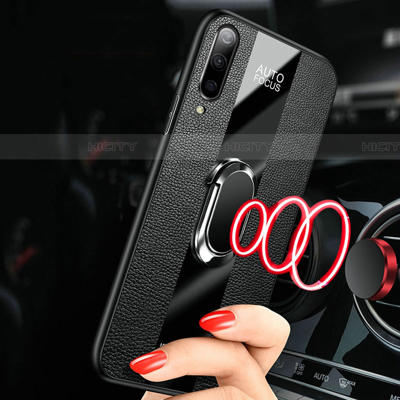 Coque Silicone Gel Motif Cuir Housse Etui avec Support Bague Anneau Aimante Magnetique T01 pour Samsung Galaxy A90 5G Plus