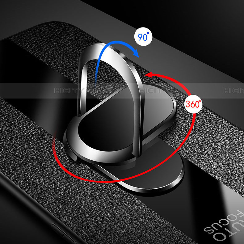 Coque Silicone Gel Motif Cuir Housse Etui avec Support Bague Anneau Aimante Magnetique T01 pour Samsung Galaxy A90 5G Plus