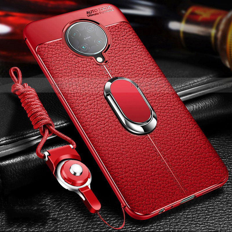 Coque Silicone Gel Motif Cuir Housse Etui avec Support Bague Anneau Aimante Magnetique T01 pour Xiaomi Redmi K30 Pro 5G Plus