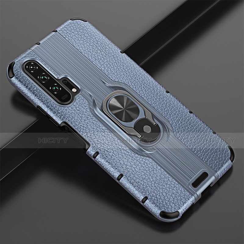 Coque Silicone Gel Motif Cuir Housse Etui avec Support Bague Anneau Aimante Magnetique T02 pour Huawei Honor 20 Pro Plus