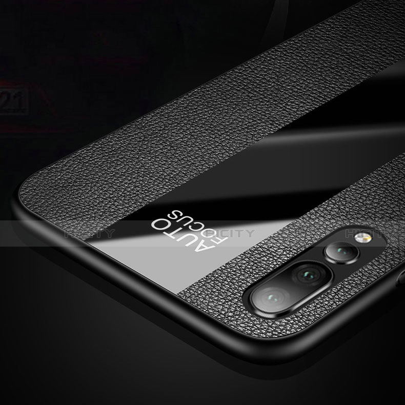 Coque Silicone Gel Motif Cuir Housse Etui avec Support Bague Anneau Aimante Magnetique T02 pour Huawei P20 Pro Plus