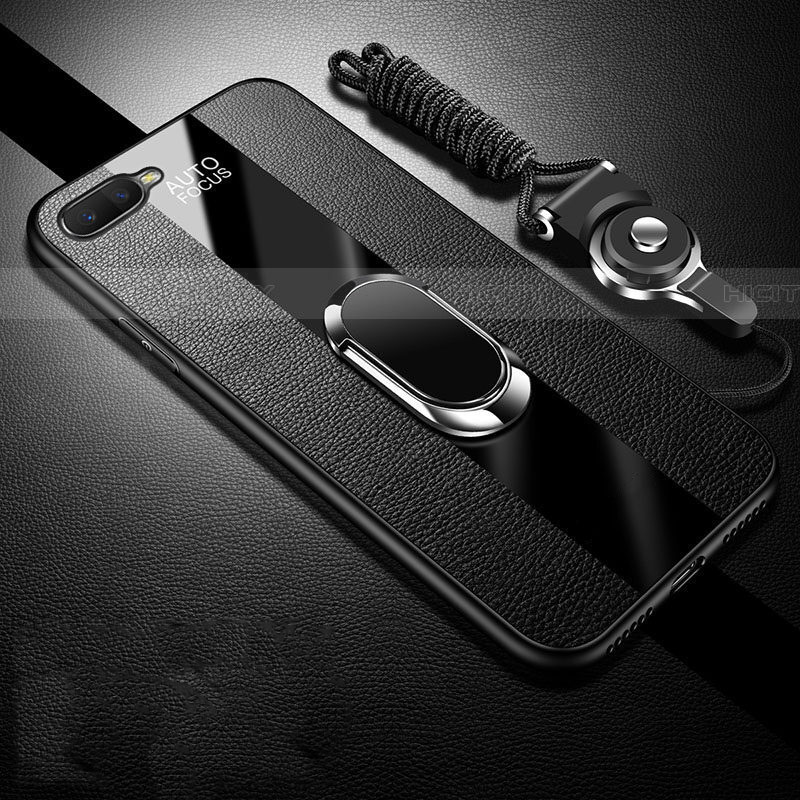 Coque Silicone Gel Motif Cuir Housse Etui avec Support Bague Anneau Aimante Magnetique T02 pour Oppo RX17 Neo Plus