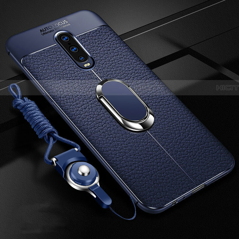 Coque Silicone Gel Motif Cuir Housse Etui avec Support Bague Anneau Aimante Magnetique T02 pour Oppo RX17 Pro Plus