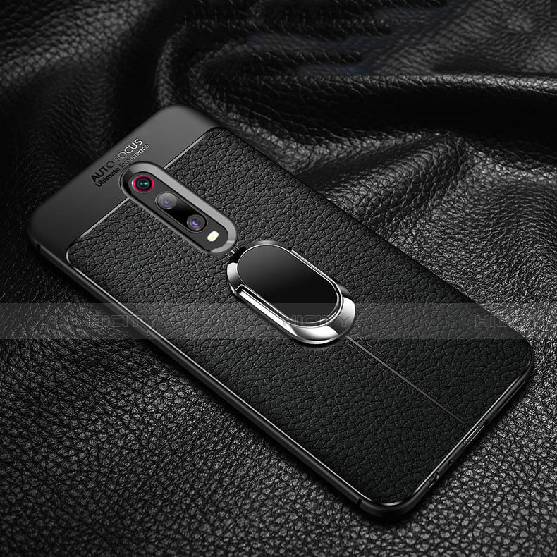 Coque Silicone Gel Motif Cuir Housse Etui avec Support Bague Anneau Aimante Magnetique T02 pour Xiaomi Mi 9T Plus