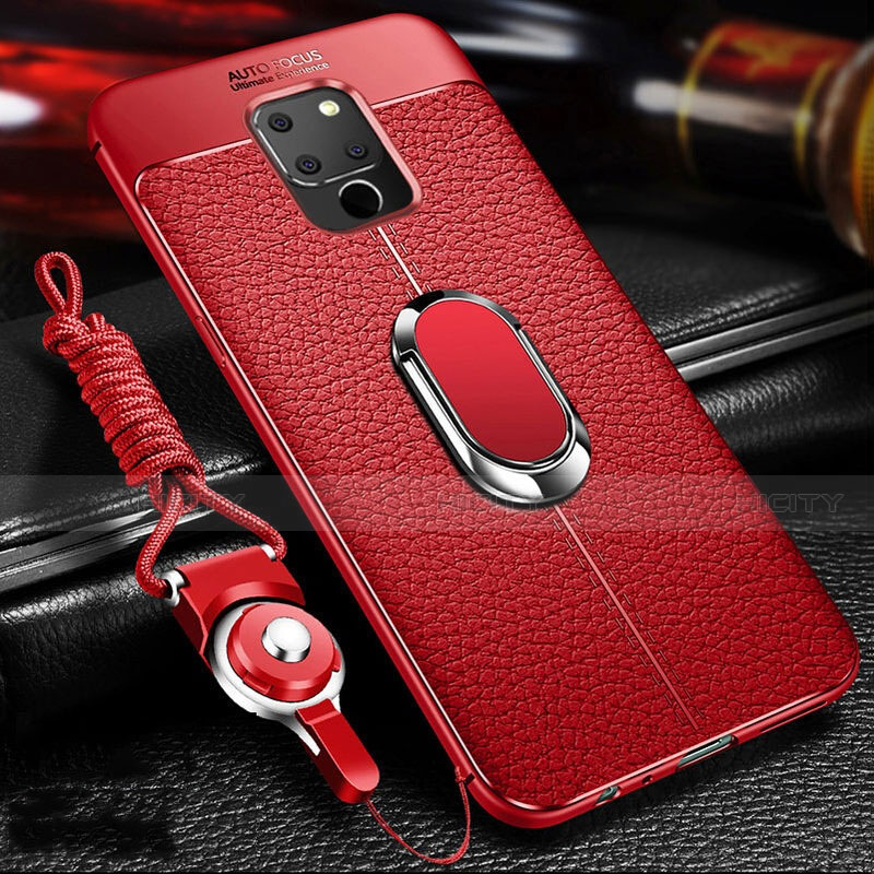 Coque Silicone Gel Motif Cuir Housse Etui avec Support Bague Anneau Aimante Magnetique T03 pour Huawei Mate 20 X 5G Plus