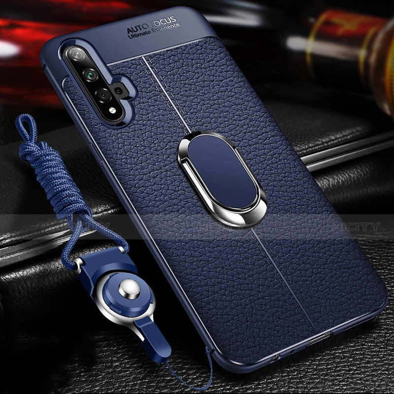 Coque Silicone Gel Motif Cuir Housse Etui avec Support Bague Anneau Aimante Magnetique T03 pour Huawei Nova 5 Pro Plus