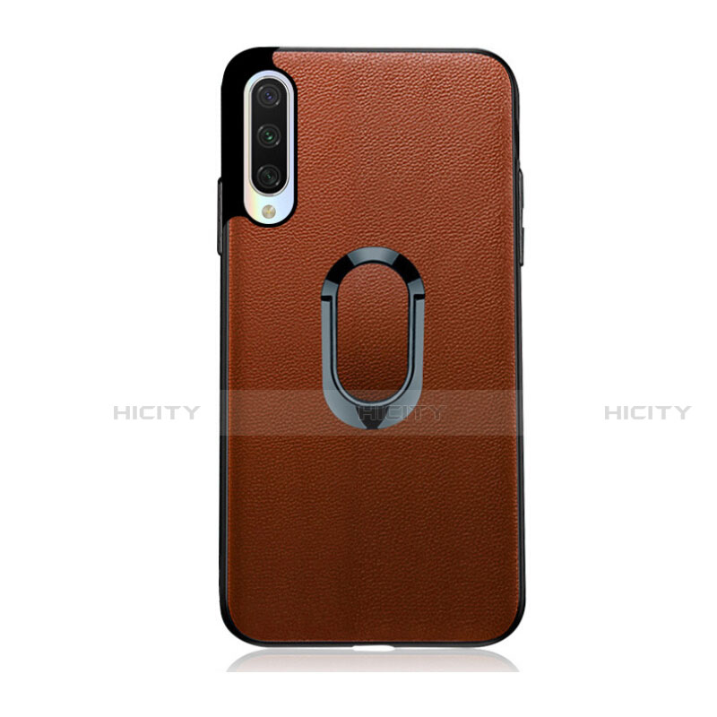 Coque Silicone Gel Motif Cuir Housse Etui avec Support Bague Anneau Aimante Magnetique T03 pour Xiaomi Mi A3 Marron Plus