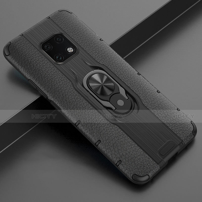 Coque Silicone Gel Motif Cuir Housse Etui avec Support Bague Anneau Aimante Magnetique T04 pour Huawei Mate 20 Pro Plus