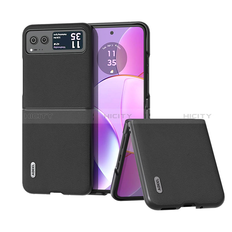 Coque Silicone Gel Motif Cuir Housse Etui B02H pour Motorola Moto Razr 40 5G Noir Plus