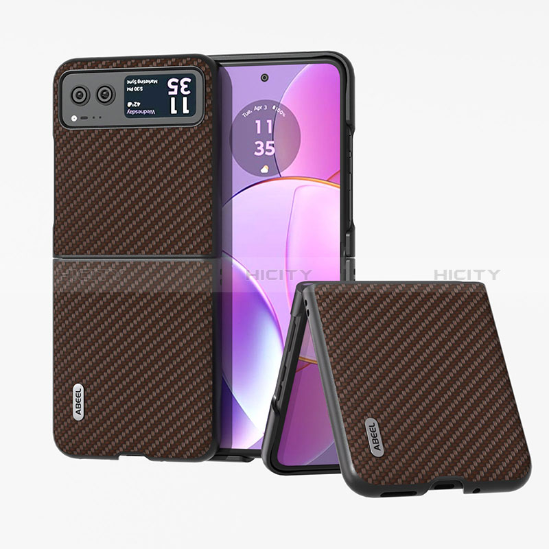 Coque Silicone Gel Motif Cuir Housse Etui B04H pour Motorola Moto Razr 40 5G Marron Plus