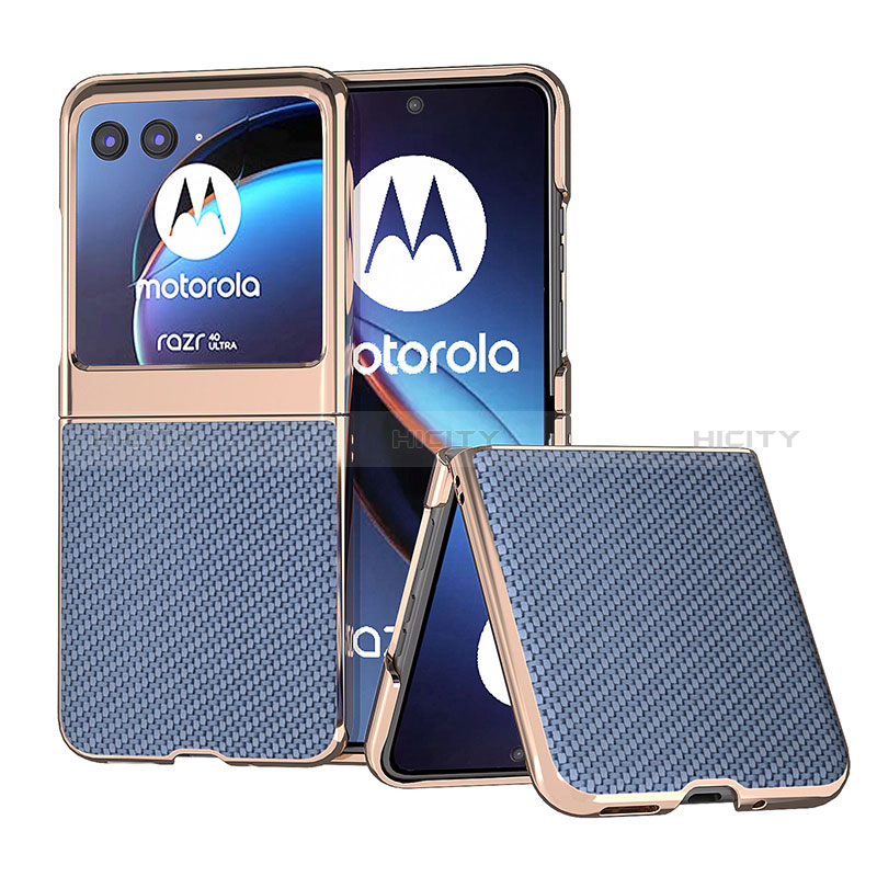 Coque Silicone Gel Motif Cuir Housse Etui B04H pour Motorola Moto Razr 40 Ultra 5G Bleu Ciel Plus