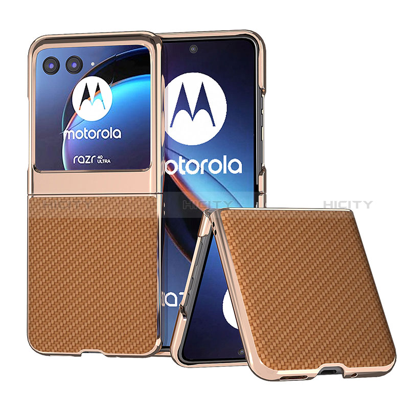 Coque Silicone Gel Motif Cuir Housse Etui B04H pour Motorola Moto Razr 40 Ultra 5G Brun Clair Plus