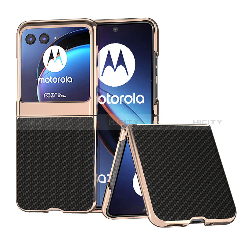 Coque Silicone Gel Motif Cuir Housse Etui B04H pour Motorola Moto Razr 40 Ultra 5G Noir Plus