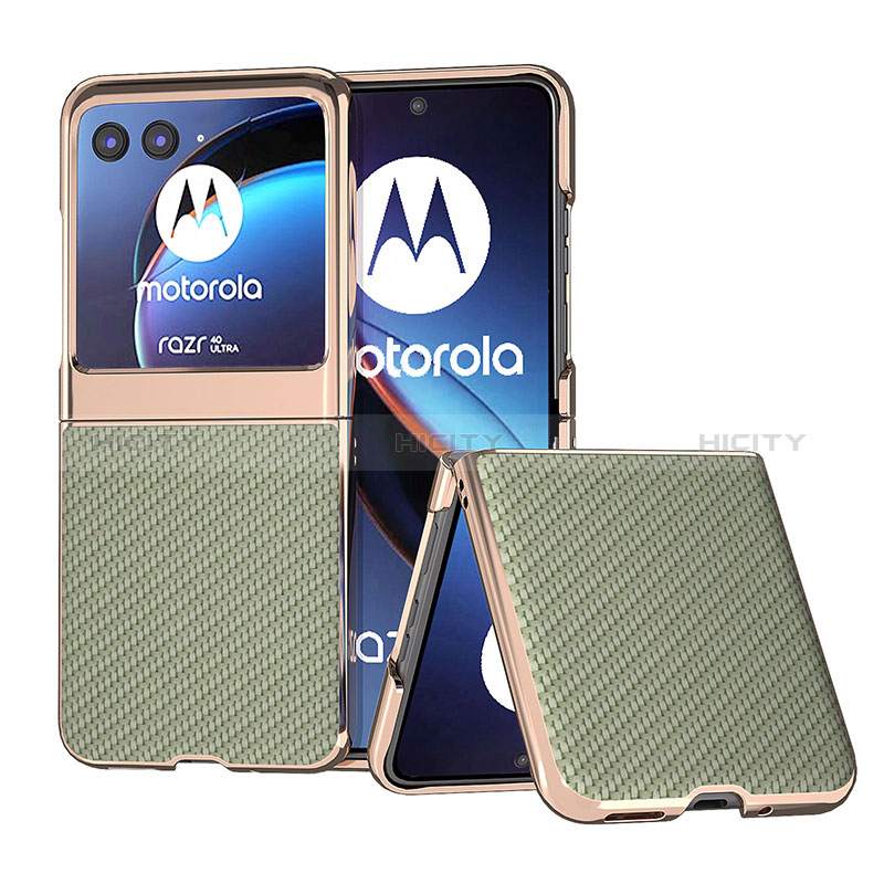 Coque Silicone Gel Motif Cuir Housse Etui B04H pour Motorola Moto Razr 40 Ultra 5G Vert Plus