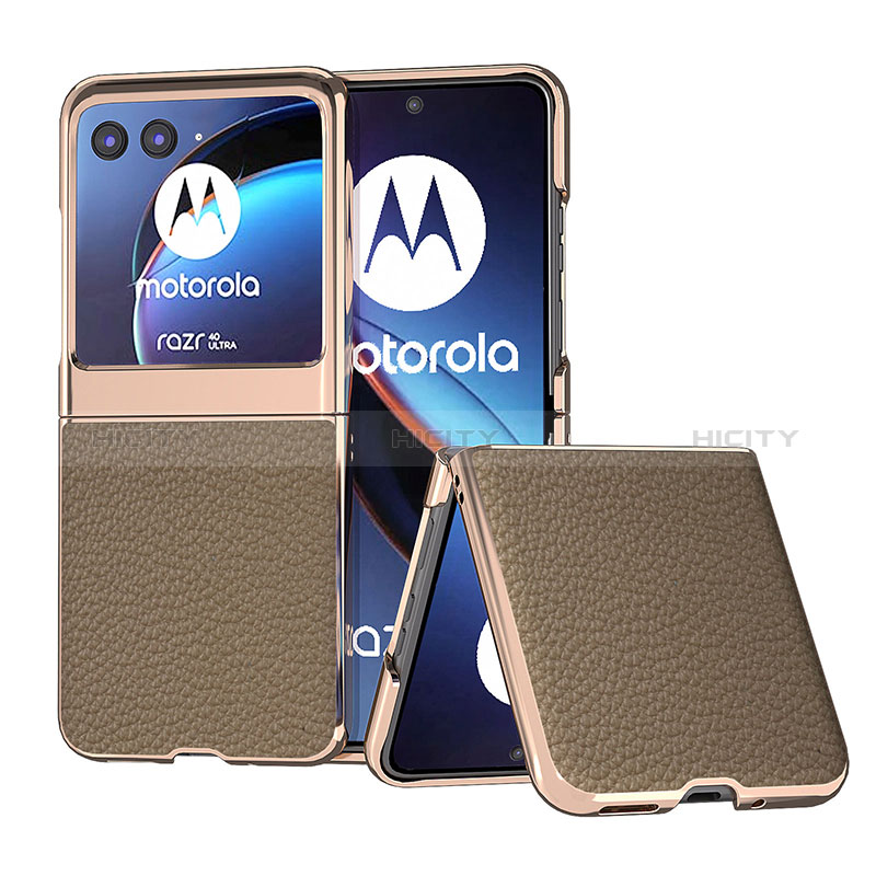 Coque Silicone Gel Motif Cuir Housse Etui B06H pour Motorola Moto Razr 40 Ultra 5G Marron Plus