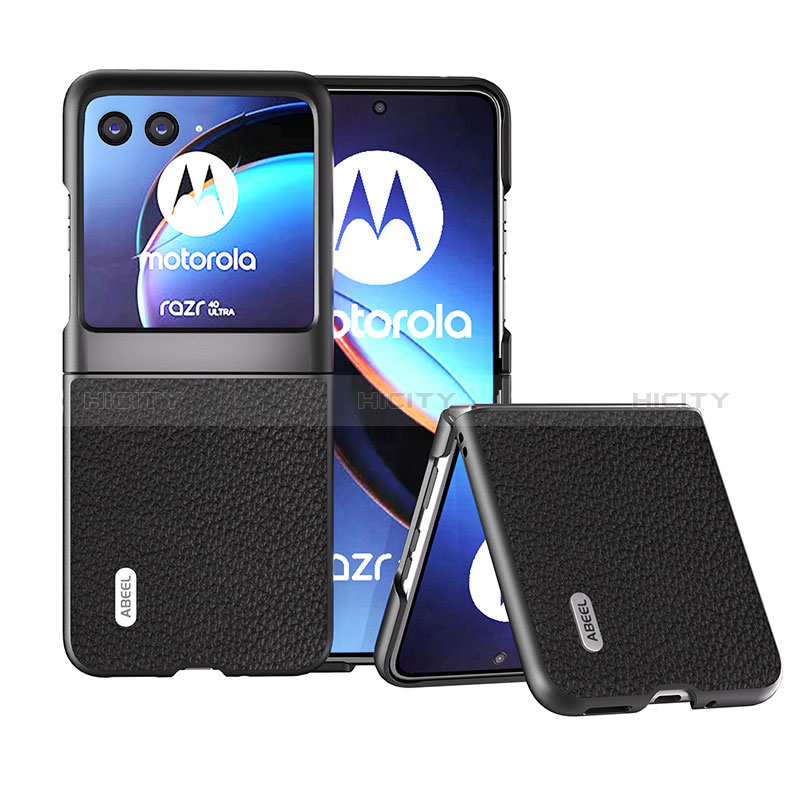 Coque Silicone Gel Motif Cuir Housse Etui B10H pour Motorola Moto Razr 40 Ultra 5G Noir Plus