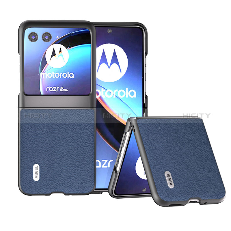 Coque Silicone Gel Motif Cuir Housse Etui B12H pour Motorola Moto Razr 40 Ultra 5G Bleu Plus