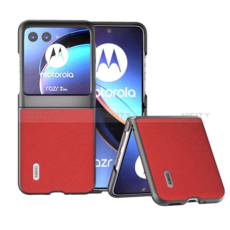 Coque Silicone Gel Motif Cuir Housse Etui B13H pour Motorola Moto Razr 40 Ultra 5G Rouge Plus