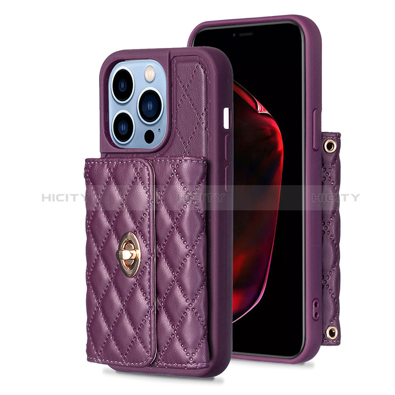 Coque Silicone Gel Motif Cuir Housse Etui BF1 pour Apple iPhone 13 Pro Max Violet Plus