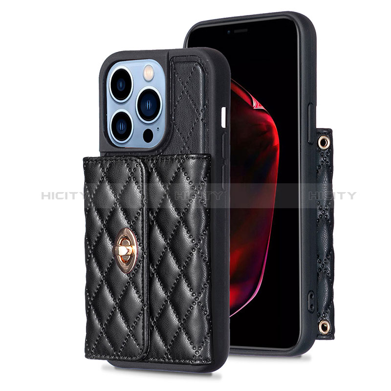 Coque Silicone Gel Motif Cuir Housse Etui BF1 pour Apple iPhone 13 Pro Noir Plus