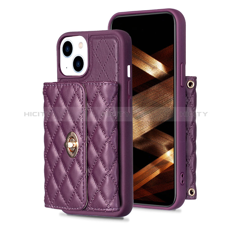 Coque Silicone Gel Motif Cuir Housse Etui BF1 pour Apple iPhone 14 Plus Violet Plus