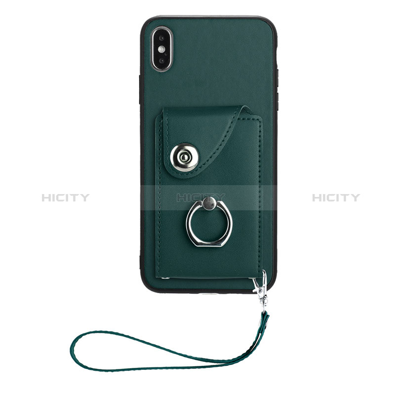 Coque Silicone Gel Motif Cuir Housse Etui BF1 pour Apple iPhone X Vert Nuit Plus