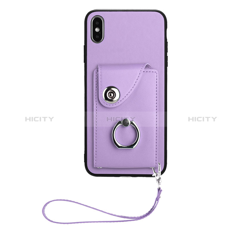 Coque Silicone Gel Motif Cuir Housse Etui BF1 pour Apple iPhone X Violet Plus