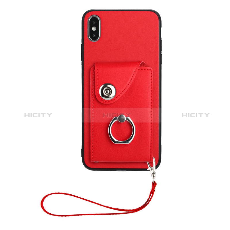 Coque Silicone Gel Motif Cuir Housse Etui BF1 pour Apple iPhone Xs Rouge Plus