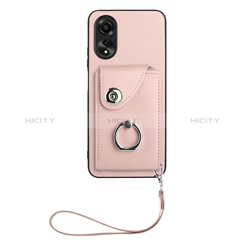 Coque Silicone Gel Motif Cuir Housse Etui BF1 pour Oppo A18 Or Rose Plus