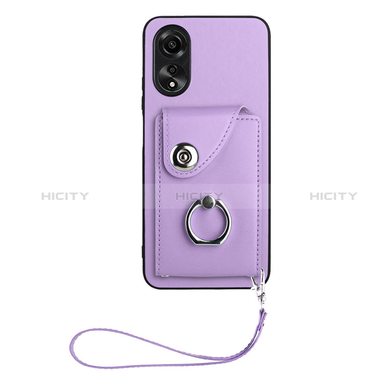 Coque Silicone Gel Motif Cuir Housse Etui BF1 pour Oppo A38 Violet Plus