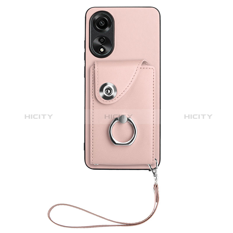 Coque Silicone Gel Motif Cuir Housse Etui BF1 pour Oppo A78 4G Or Rose Plus