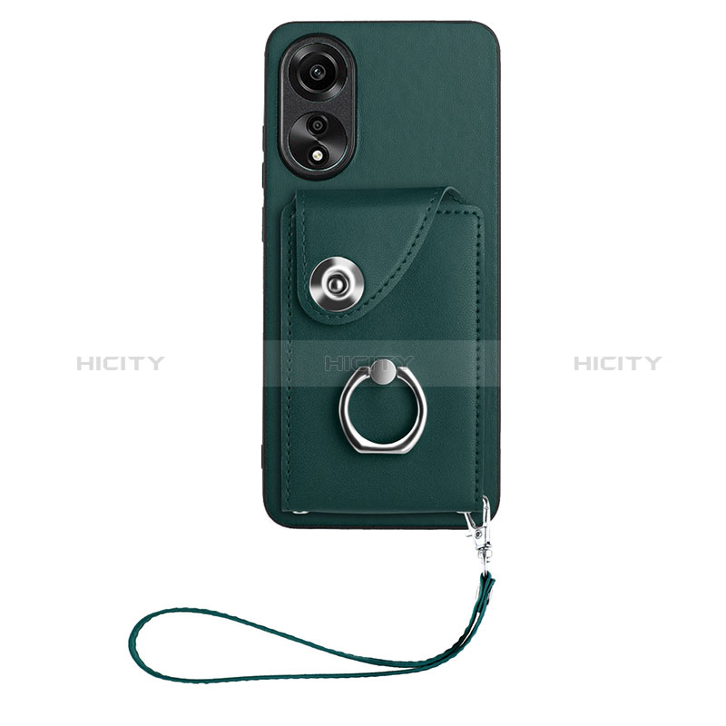 Coque Silicone Gel Motif Cuir Housse Etui BF1 pour Oppo A78 4G Vert Plus