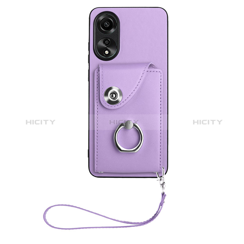 Coque Silicone Gel Motif Cuir Housse Etui BF1 pour Oppo A78 4G Violet Plus