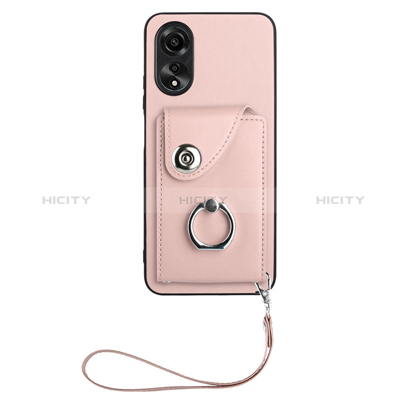 Coque Silicone Gel Motif Cuir Housse Etui BF1 pour Oppo A78 5G Or Rose Plus