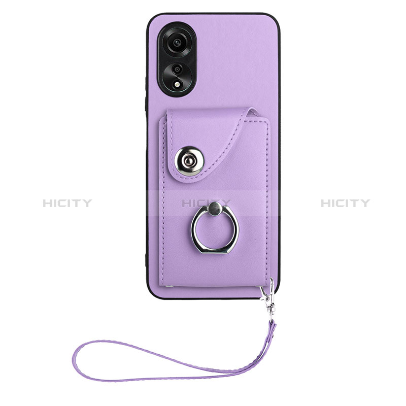 Coque Silicone Gel Motif Cuir Housse Etui BF1 pour Oppo A78 5G Violet Plus