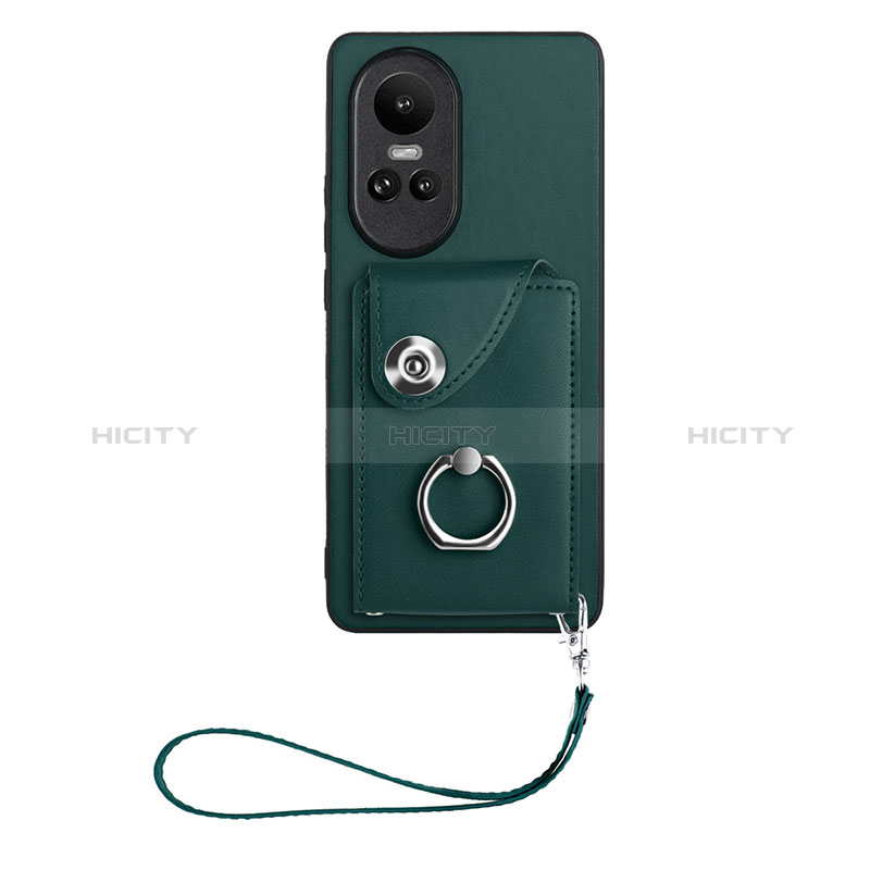 Coque Silicone Gel Motif Cuir Housse Etui BF1 pour Oppo Reno10 5G Vert Nuit Plus