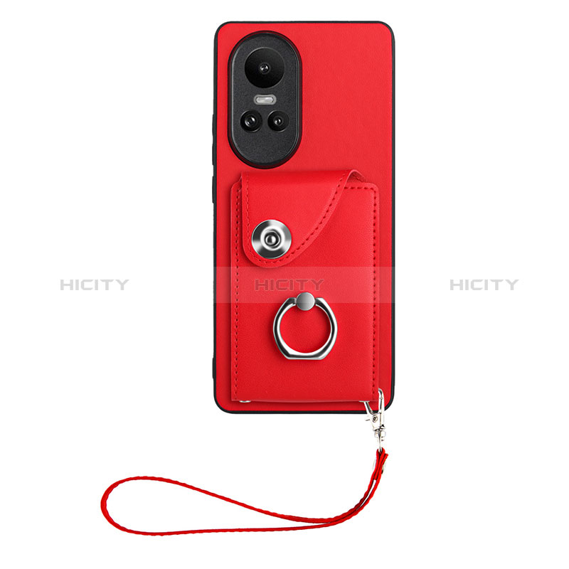 Coque Silicone Gel Motif Cuir Housse Etui BF1 pour Oppo Reno10 Pro 5G Rouge Plus