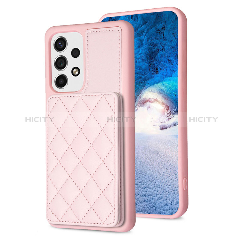 Coque Silicone Gel Motif Cuir Housse Etui BF1 pour Samsung Galaxy A13 4G Or Rose Plus