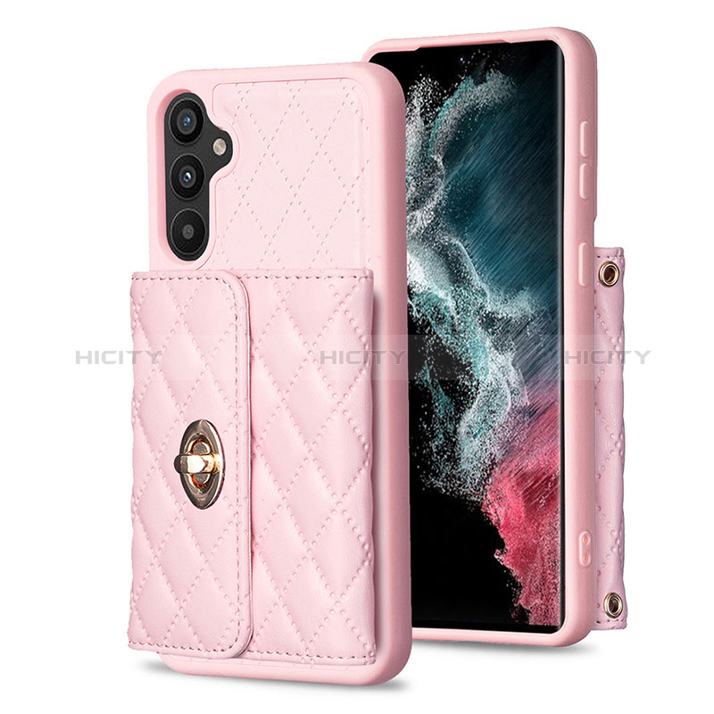 Coque Silicone Gel Motif Cuir Housse Etui BF1 pour Samsung Galaxy A34 5G Or Rose Plus