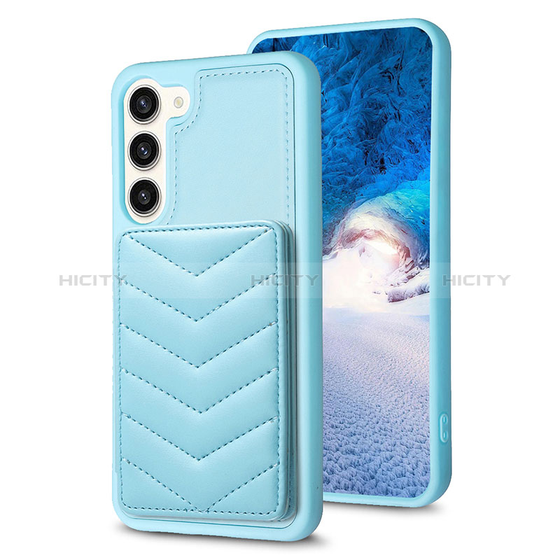 Coque Silicone Gel Motif Cuir Housse Etui BF1 pour Samsung Galaxy S22 Plus 5G Bleu Clair Plus