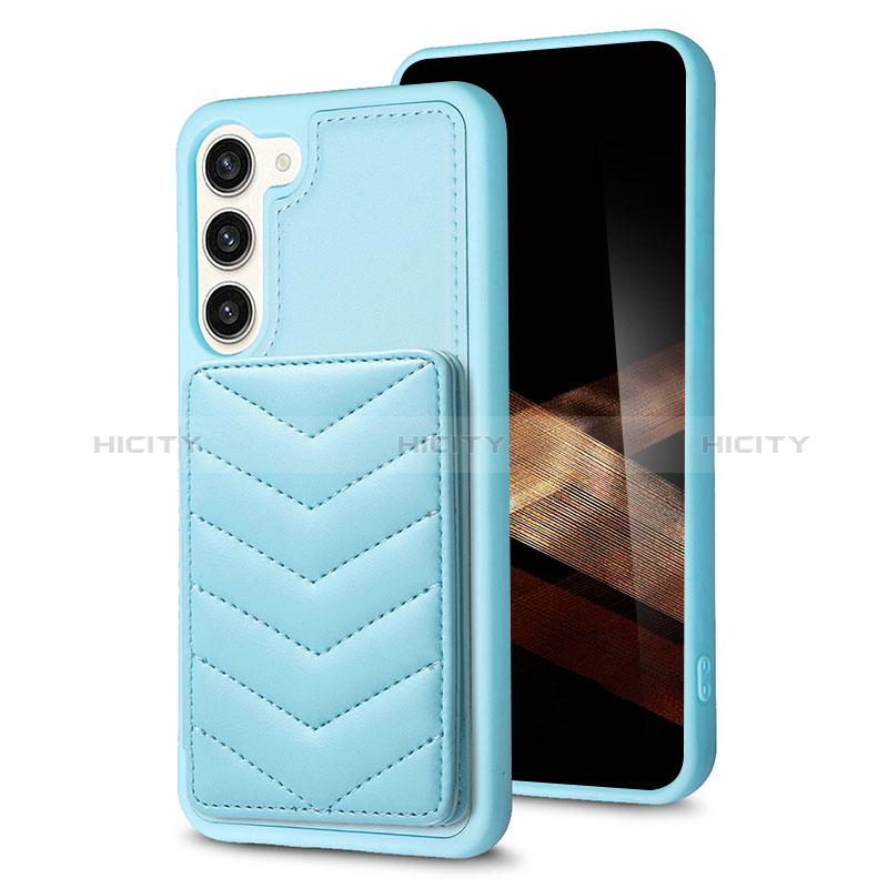 Coque Silicone Gel Motif Cuir Housse Etui BF1 pour Samsung Galaxy S24 5G Bleu Clair Plus