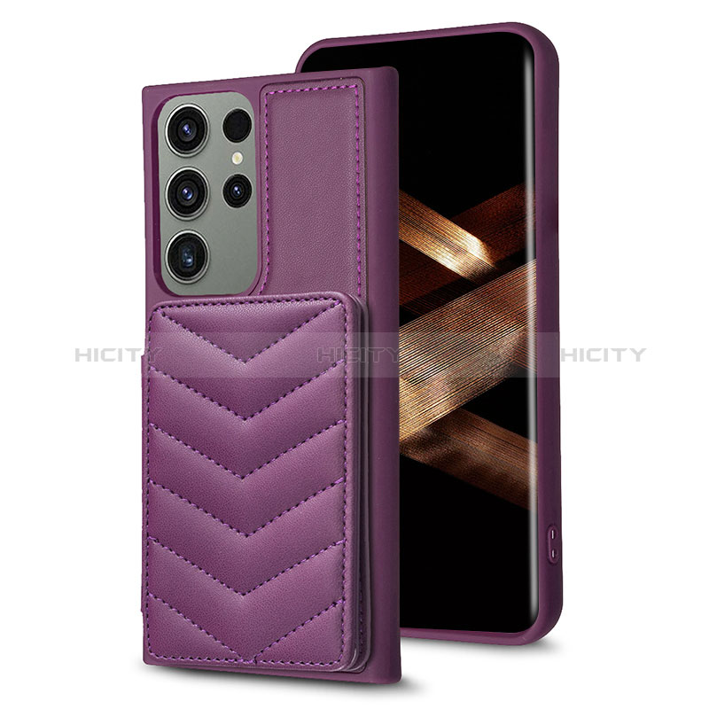 Coque Silicone Gel Motif Cuir Housse Etui BF1 pour Samsung Galaxy S24 Ultra 5G Violet Plus