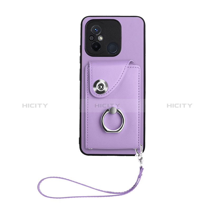 Coque Silicone Gel Motif Cuir Housse Etui BF1 pour Xiaomi Poco C55 Violet Plus