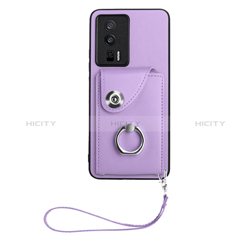 Coque Silicone Gel Motif Cuir Housse Etui BF1 pour Xiaomi Poco F5 Pro 5G Violet Plus