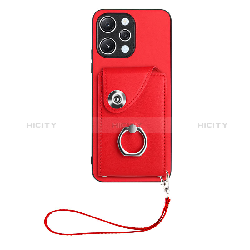 Coque Silicone Gel Motif Cuir Housse Etui BF1 pour Xiaomi Poco M6 Pro 5G Rouge Plus