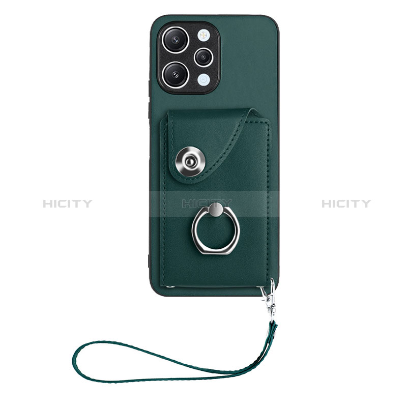 Coque Silicone Gel Motif Cuir Housse Etui BF1 pour Xiaomi Poco M6 Pro 5G Vert Nuit Plus